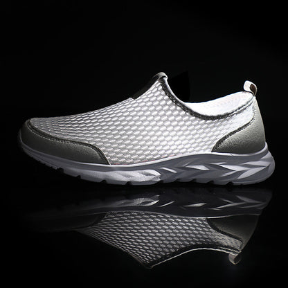 Men's Mesh Walking Shoes - Slip-On, Cushioned, Wide Toe Box with Arch Support