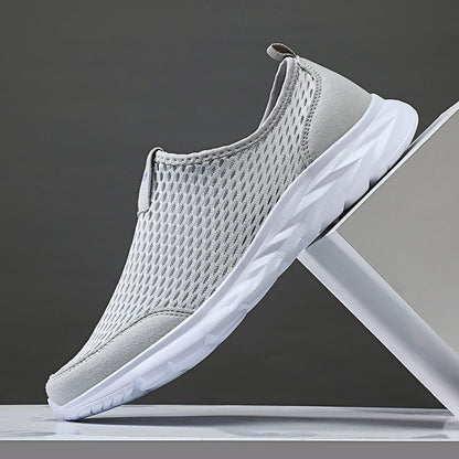 Men's Mesh Walking Shoes - Slip-On, Cushioned, Wide Toe Box with Arch Support