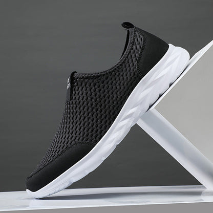 Men's Mesh Walking Shoes - Slip-On, Cushioned, Wide Toe Box with Arch Support
