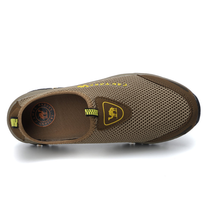 Men's Canvas Walking Shoes - Slip-On, Breathable, Wide Toe Box with Arch Support