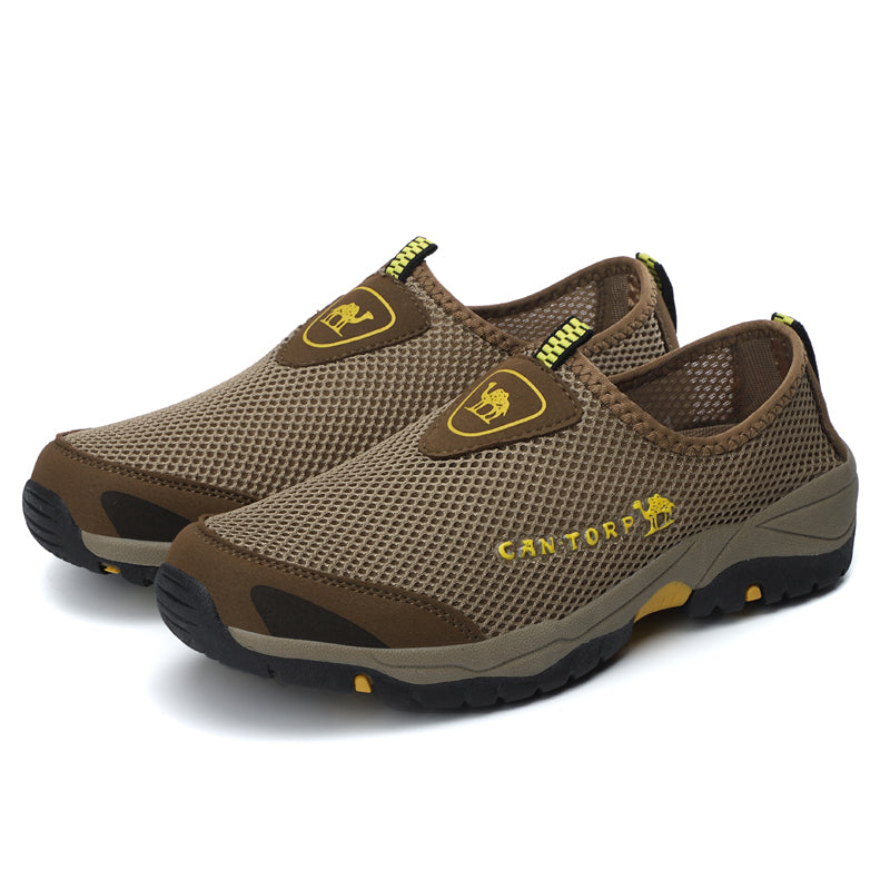 Men's Canvas Walking Shoes - Slip-On, Breathable, Wide Toe Box with Arch Support