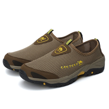 Men's Canvas Walking Shoes - Slip-On, Breathable, Wide Toe Box with Arch Support