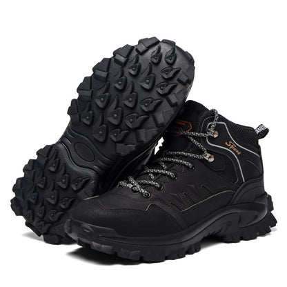 Men's Genuine Leather Work Boots - Lace-Up, Waterproof, Wide Toe Box with Arch Support for Safety, Casual & Outdoor