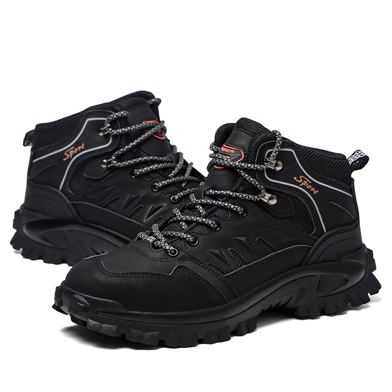 Men's Genuine Leather Work Boots - Lace-Up, Waterproof, Wide Toe Box with Arch Support for Safety, Casual & Outdoor