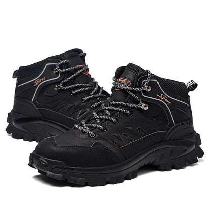 Men's Genuine Leather Work Boots - Lace-Up, Waterproof, Wide Toe Box with Arch Support for Safety, Casual & Outdoor