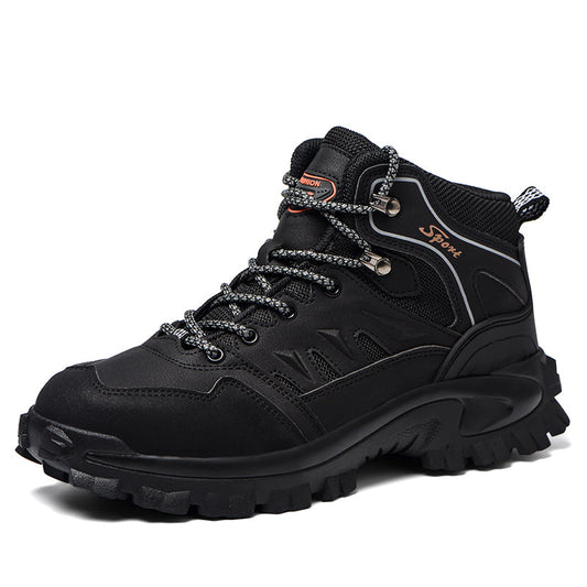Men's Genuine Leather Work Boots - Lace-Up, Waterproof, Wide Toe Box with Arch Support for Safety, Casual & Outdoor