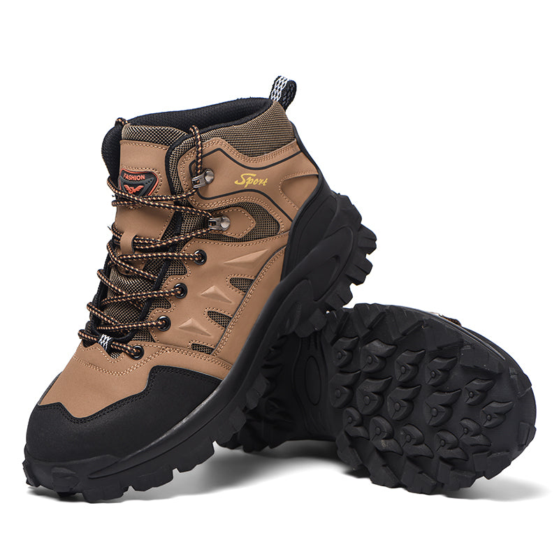 Men's Genuine Leather Work Boots - Lace-Up, Waterproof, Wide Toe Box with Arch Support for Safety, Casual & Outdoor