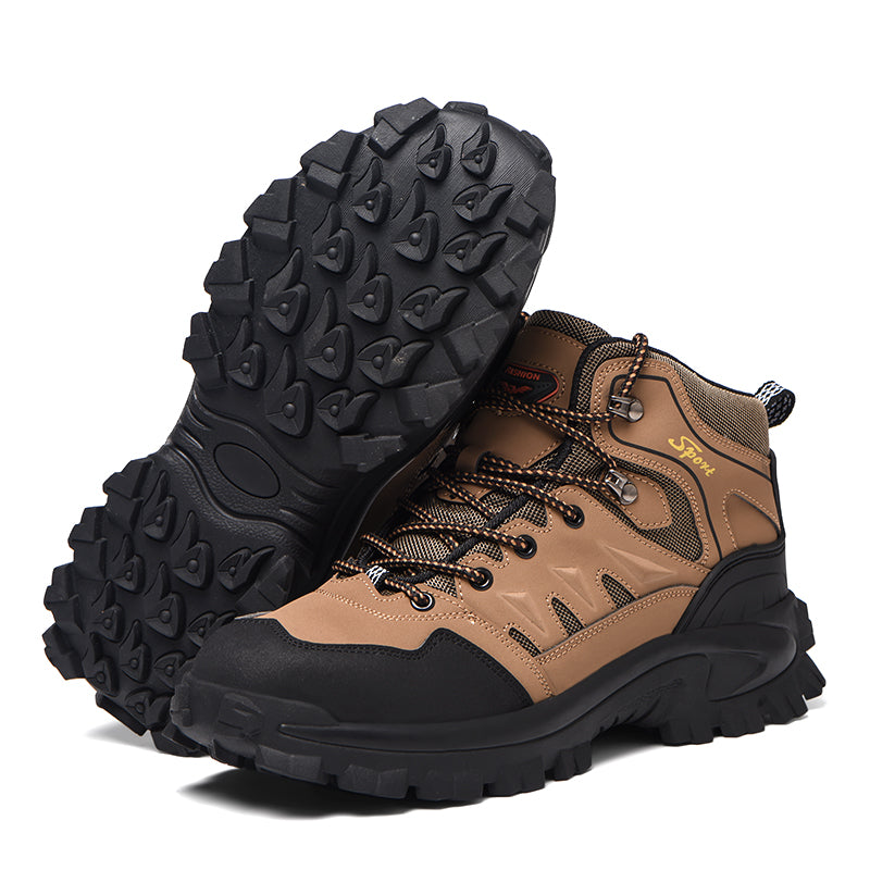 Men's Genuine Leather Work Boots - Lace-Up, Waterproof, Wide Toe Box with Arch Support for Safety, Casual & Outdoor