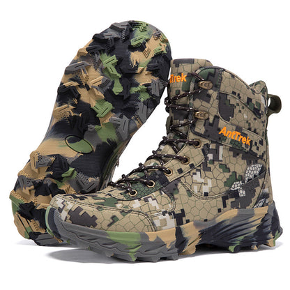 Men's Genuine Leather Work Boots - Lace-Up, Slip-Resistant, Wide Toe Box with Arch Support