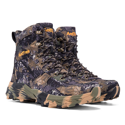 Men's Genuine Leather Work Boots - Lace-Up, Slip-Resistant, Wide Toe Box with Arch Support