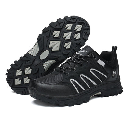 Men's Mixed Material Hiking Shoes - Lace-Up, Waterproof, Wide Toe Box with Arch Support