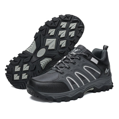 Men's Mixed Material Hiking Shoes - Lace-Up, Waterproof, Wide Toe Box with Arch Support