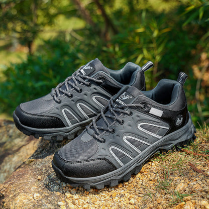 Men's Mixed Material Hiking Shoes - Lace-Up, Waterproof, Wide Toe Box with Arch Support