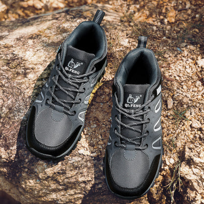 Men's Mixed Material Hiking Shoes - Lace-Up, Waterproof, Wide Toe Box with Arch Support