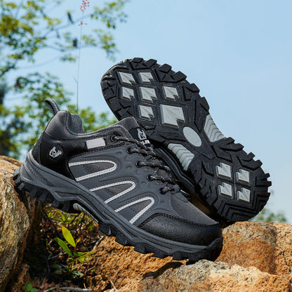 Men's Mixed Material Hiking Shoes - Lace-Up, Waterproof, Wide Toe Box with Arch Support