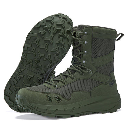 Men's Genuine Leather Work Boots - Lace-Up, Slip-Resistant, Wide Toe Box with Arch Support