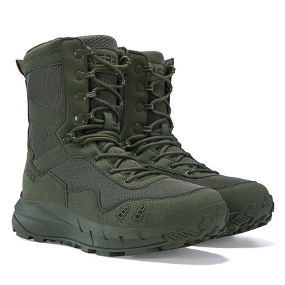 Men's Genuine Leather Work Boots - Lace-Up, Slip-Resistant, Wide Toe Box with Arch Support