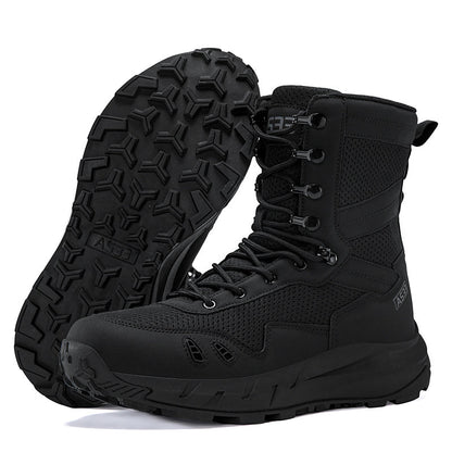 Men's Genuine Leather Work Boots - Lace-Up, Slip-Resistant, Wide Toe Box with Arch Support