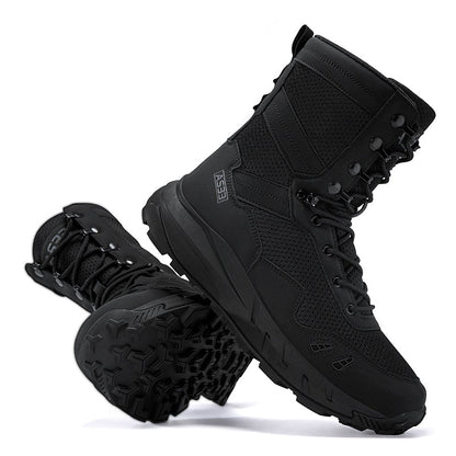Men's Genuine Leather Work Boots - Lace-Up, Slip-Resistant, Wide Toe Box with Arch Support