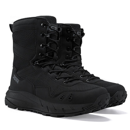 Men's Genuine Leather Work Boots - Lace-Up, Slip-Resistant, Wide Toe Box with Arch Support
