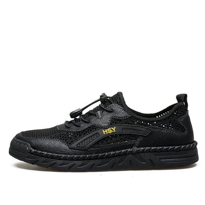Men's Mesh Hiking Shoes - Slip-On, Breathable, Slip-Resistant, Wide Toe Box with Arch Support