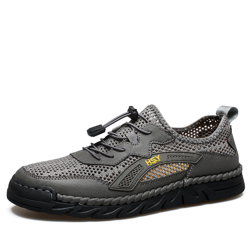 Men's Mesh Hiking Shoes - Slip-On, Breathable, Slip-Resistant, Wide Toe Box with Arch Support