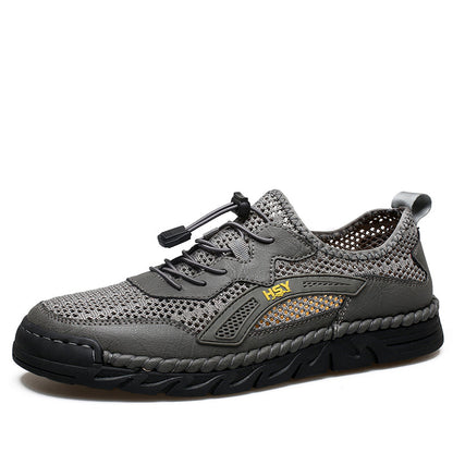 Men's Mesh Hiking Shoes - Slip-On, Breathable, Slip-Resistant, Wide Toe Box with Arch Support