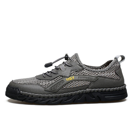 Men's Mesh Hiking Shoes - Slip-On, Breathable, Slip-Resistant, Wide Toe Box with Arch Support