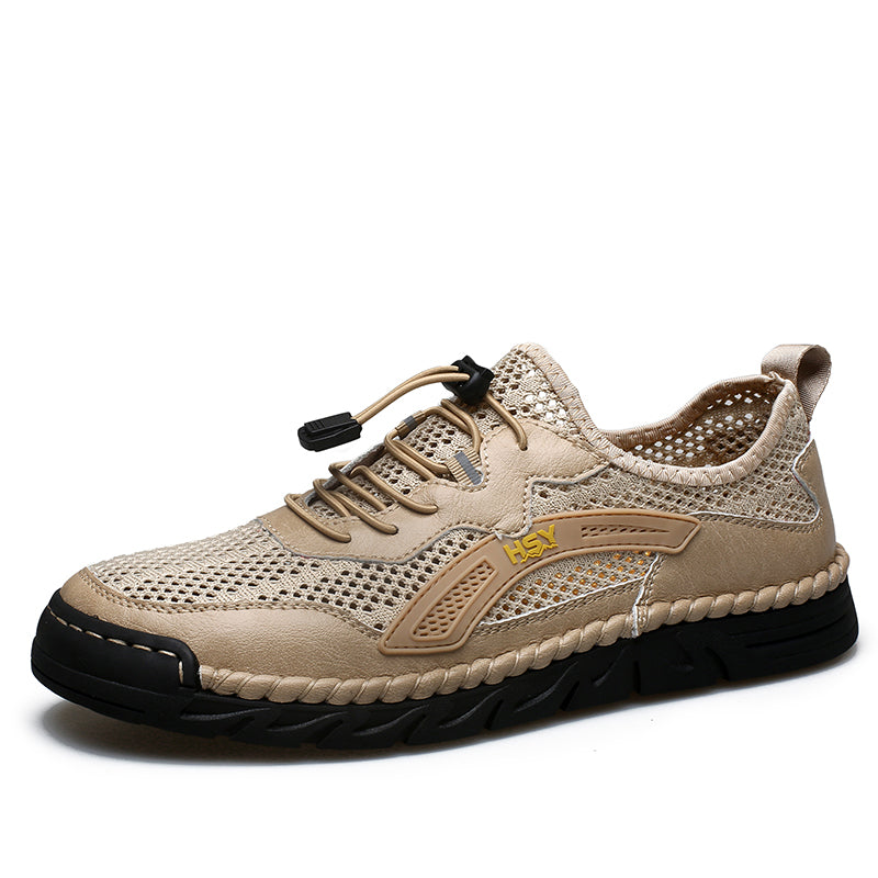 Men's Mesh Hiking Shoes - Slip-On, Breathable, Slip-Resistant, Wide Toe Box with Arch Support