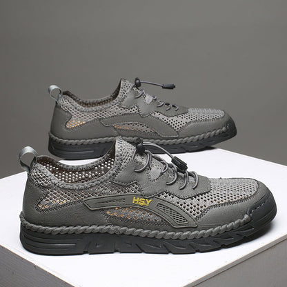 Men's Mesh Hiking Shoes - Slip-On, Breathable, Slip-Resistant, Wide Toe Box with Arch Support