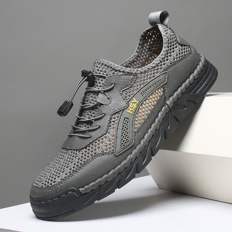 Men's Mesh Hiking Shoes - Slip-On, Breathable, Slip-Resistant, Wide Toe Box with Arch Support