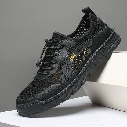 Men's Mesh Hiking Shoes - Slip-On, Breathable, Slip-Resistant, Wide Toe Box with Arch Support