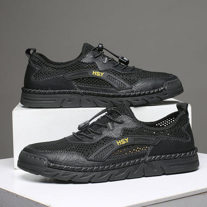 Men's Mesh Hiking Shoes - Slip-On, Breathable, Slip-Resistant, Wide Toe Box with Arch Support