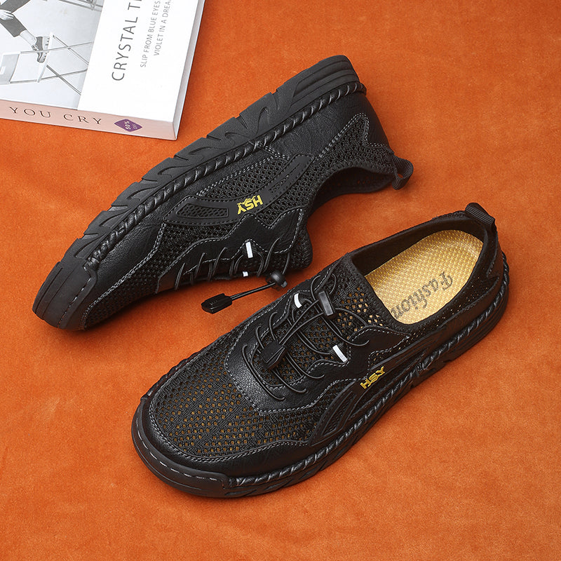 Men's Mesh Hiking Shoes - Slip-On, Breathable, Slip-Resistant, Wide Toe Box with Arch Support