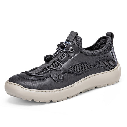 (⏰ Last Day 70% OFF 🔥)Men's Classic Leather Mesh Hiking Shoes - Slip-On, Breathable, Slip-Resistant, Wide Toe Box with Arch Support
