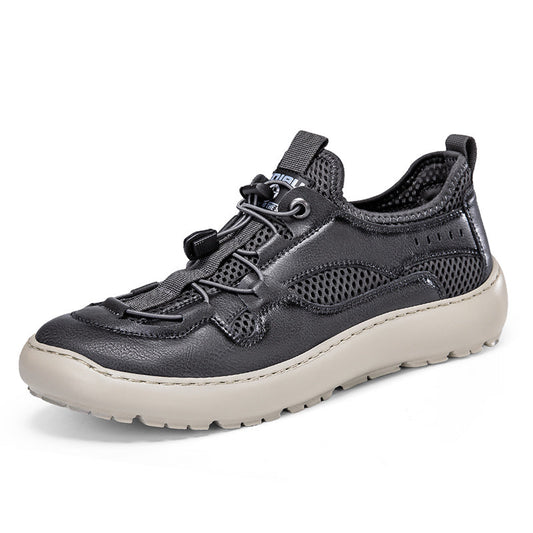 (⏰ Last Day 70% OFF 🔥)Men's Classic Leather Mesh Hiking Shoes - Slip-On, Breathable, Slip-Resistant, Wide Toe Box with Arch Support