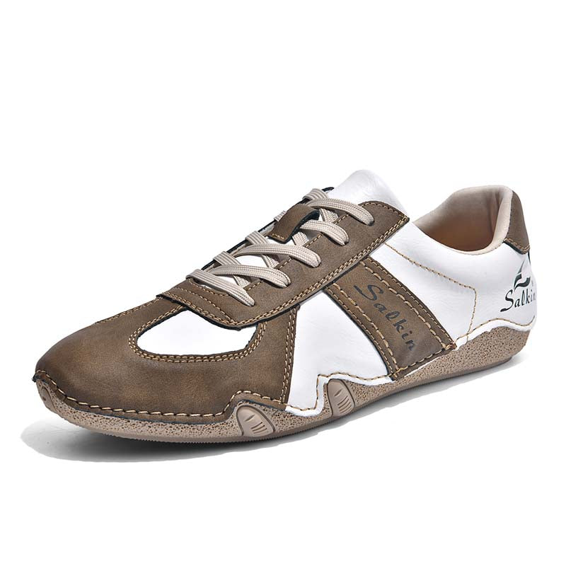 Men's Comfortable Lightweight Anti-Slip Outdoor Walking Work Sneakers - Lace-Up, Waterproof, Wide Toe Box with Arch Support