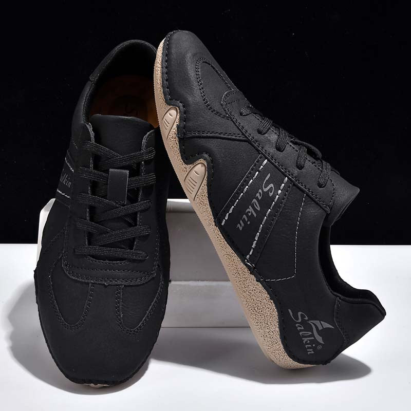 Men's Comfortable Lightweight Anti-Slip Outdoor Walking Work Sneakers - Lace-Up, Waterproof, Wide Toe Box with Arch Support