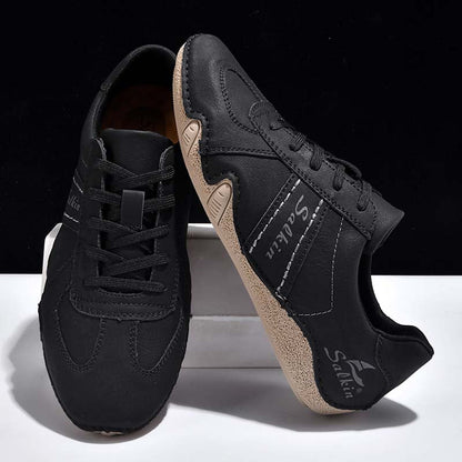 Men's Comfortable Lightweight Anti-Slip Outdoor Walking Work Sneakers - Lace-Up, Waterproof, Wide Toe Box with Arch Support