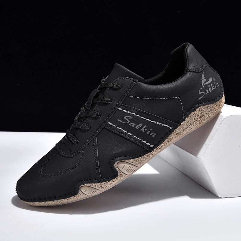 Men's Comfortable Lightweight Anti-Slip Outdoor Walking Work Sneakers - Lace-Up, Waterproof, Wide Toe Box with Arch Support