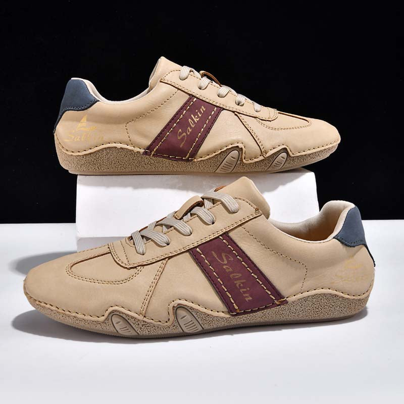 Men's Comfortable Lightweight Anti-Slip Outdoor Walking Work Sneakers - Lace-Up, Waterproof, Wide Toe Box with Arch Support