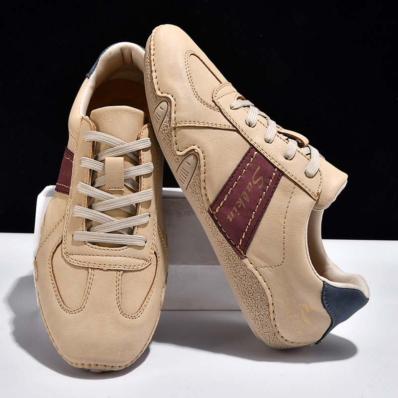 Men's Comfortable Lightweight Anti-Slip Outdoor Walking Work Sneakers - Lace-Up, Waterproof, Wide Toe Box with Arch Support