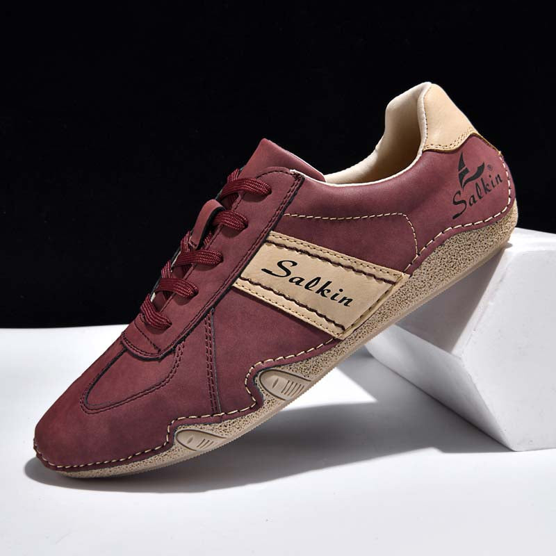 Men's Comfortable Lightweight Anti-Slip Outdoor Walking Work Sneakers - Lace-Up, Waterproof, Wide Toe Box with Arch Support