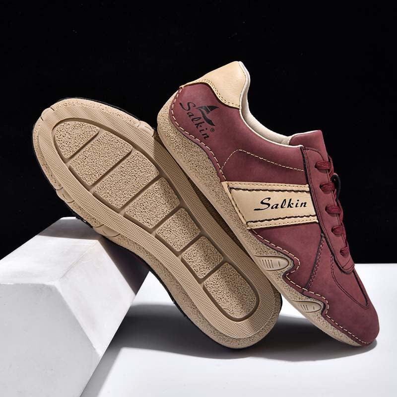 Men's Comfortable Lightweight Anti-Slip Outdoor Walking Work Sneakers - Lace-Up, Waterproof, Wide Toe Box with Arch Support