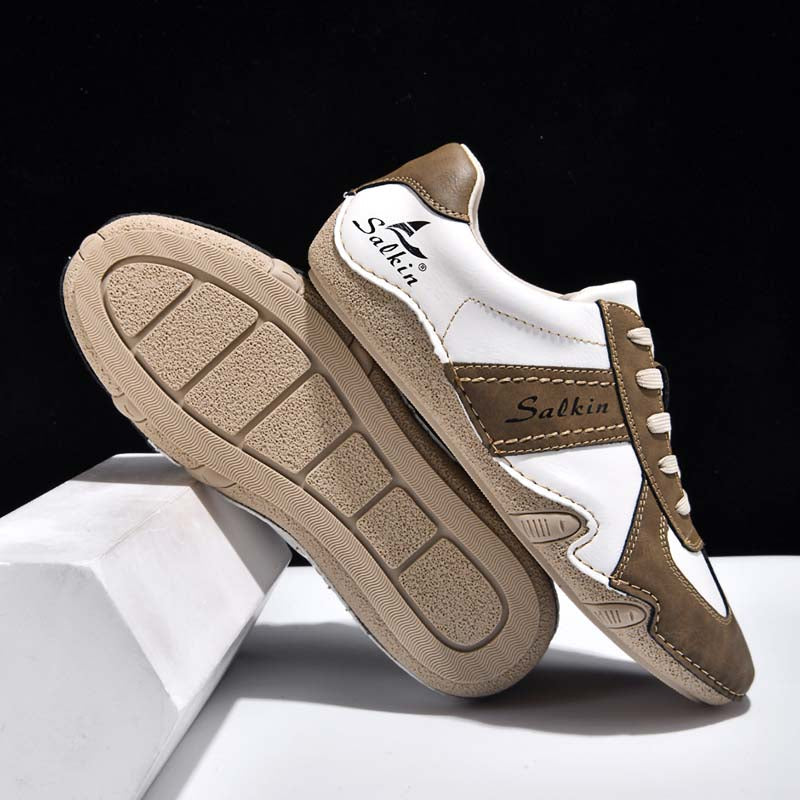 Men's Comfortable Lightweight Anti-Slip Outdoor Walking Work Sneakers - Lace-Up, Waterproof, Wide Toe Box with Arch Support