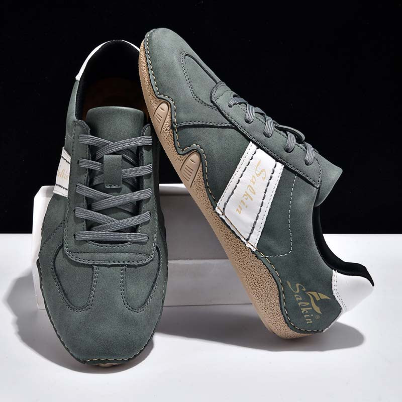 Men's Comfortable Lightweight Anti-Slip Outdoor Walking Work Sneakers - Lace-Up, Waterproof, Wide Toe Box with Arch Support