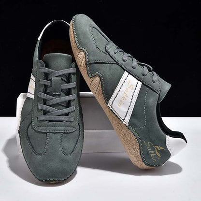 Men's Comfortable Lightweight Anti-Slip Outdoor Walking Work Sneakers - Lace-Up, Waterproof, Wide Toe Box with Arch Support
