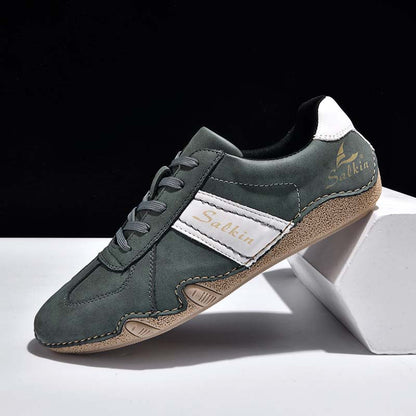 Men's Comfortable Lightweight Anti-Slip Outdoor Walking Work Sneakers - Lace-Up, Waterproof, Wide Toe Box with Arch Support