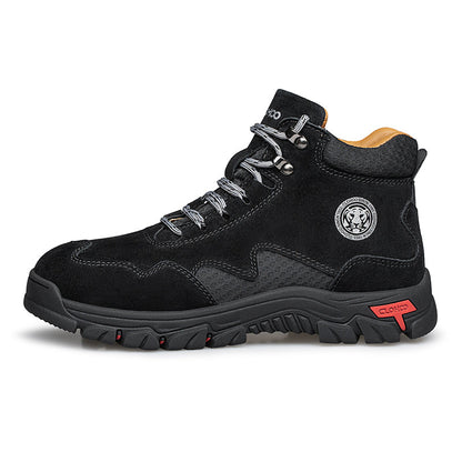 Men's Suede Work Boots - Lace-Up, Waterproof, Wide Toe Box with Arch Support