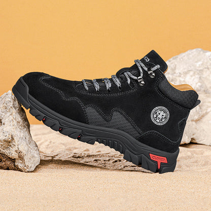 Men's Suede Work Boots - Lace-Up, Waterproof, Wide Toe Box with Arch Support
